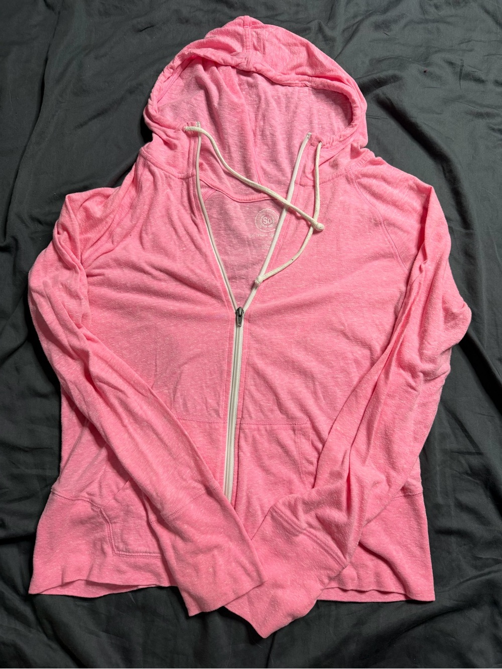 SO Light Pink Full-Zip Hoodie with Drawstring